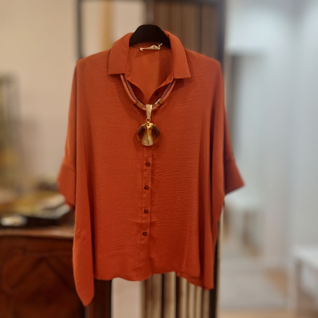 Moutaki Fluid Polyester Shirt, Wide Sleeve
