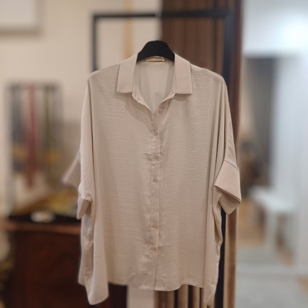 Moutaki Fluid Polyester Shirt, Wide Sleeve