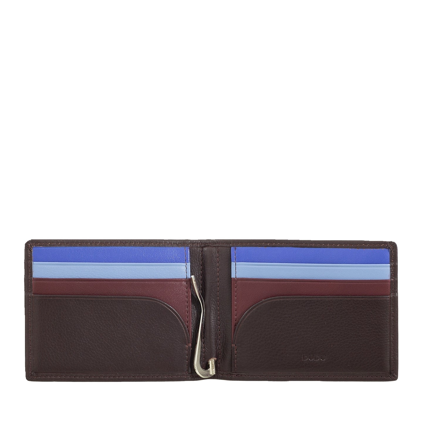 Cartera pequeña de cuero para hombre con clip para billetes