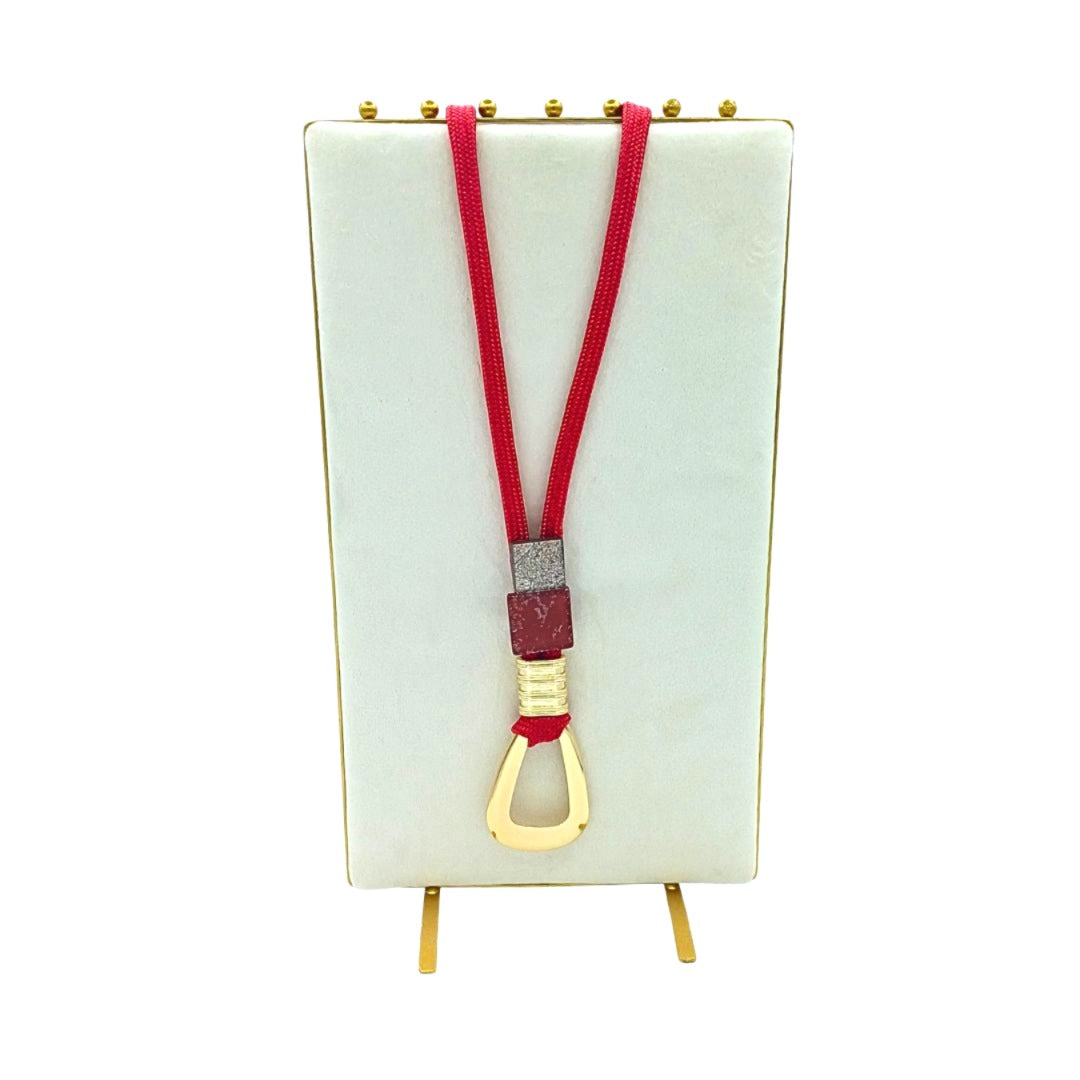 Colar Laço Vermelho e dourado-Corda náutica