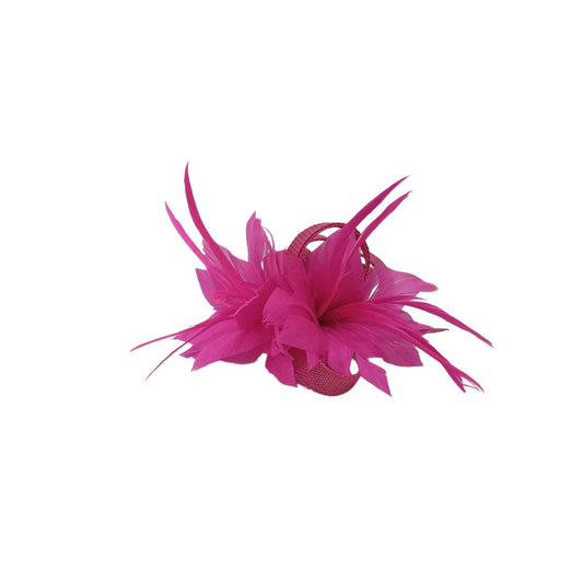 Alfinete floral com pena rosa vibrante2