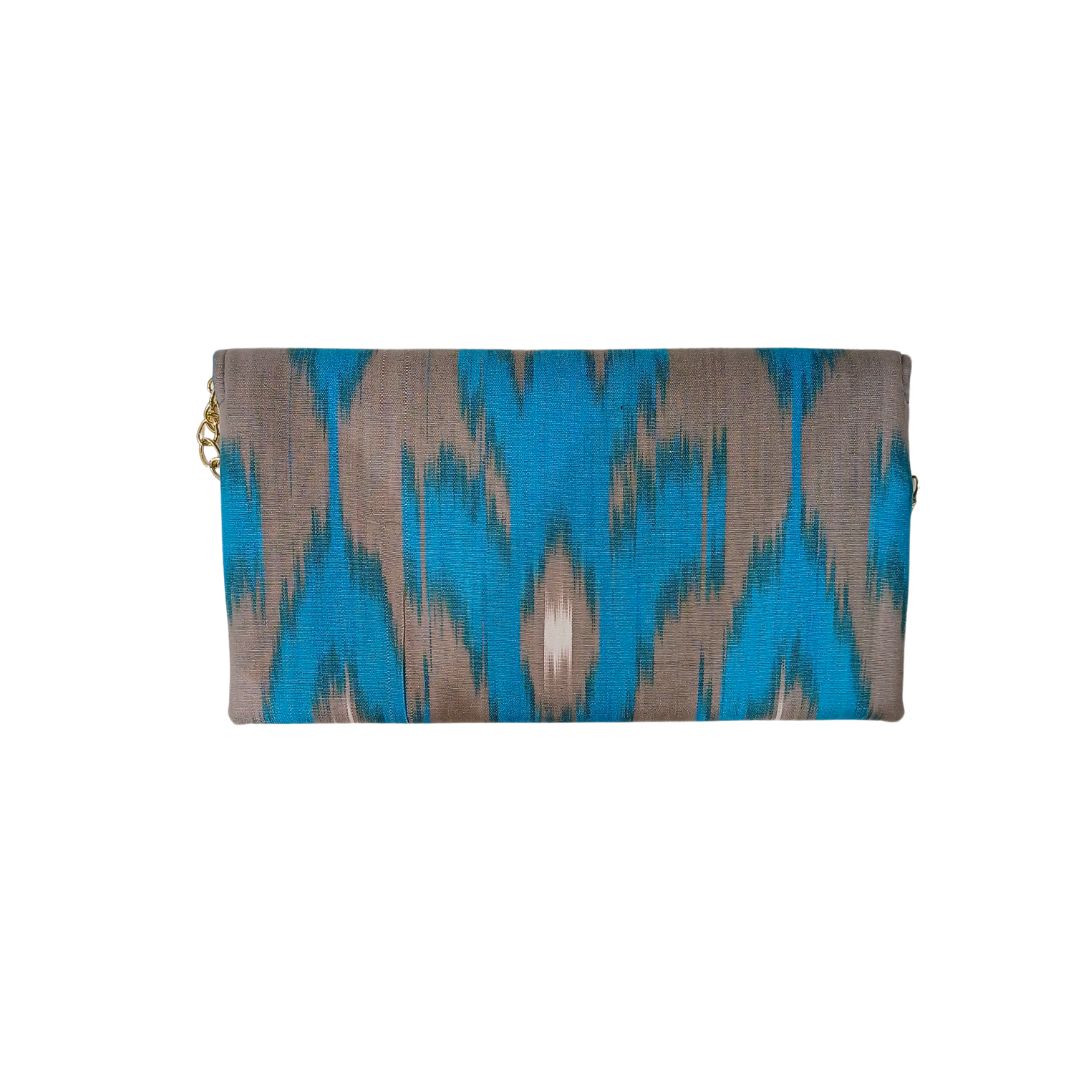 Clutch Ikat Azul e bege