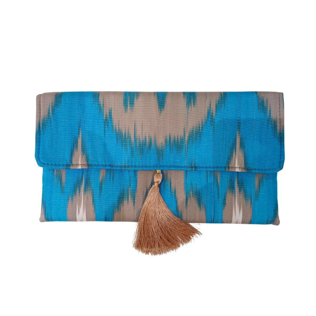 Clutch Ikat Azul e bege3