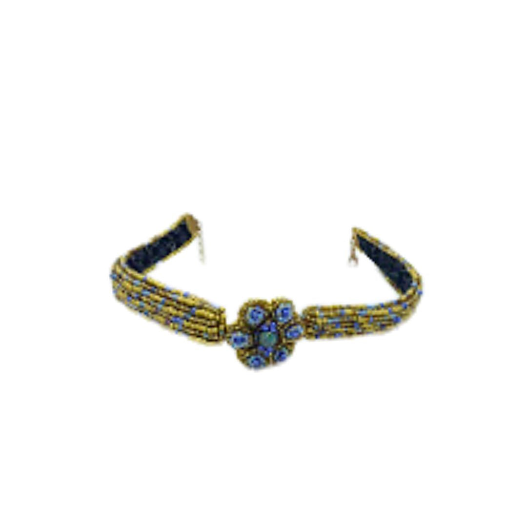 Colar Choker Bordado com Missangas e Flor Central3