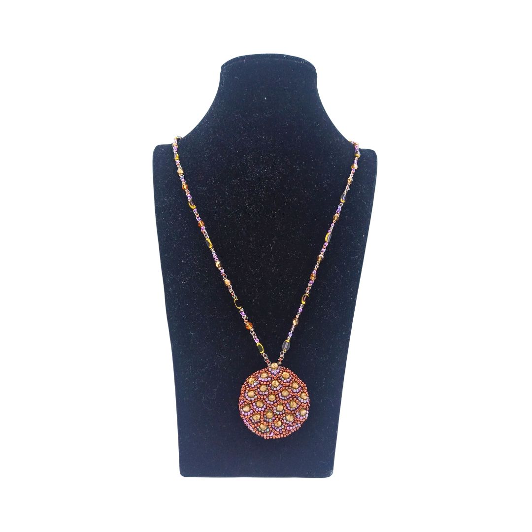 Colar artesanal com cristais Roxo Ambar