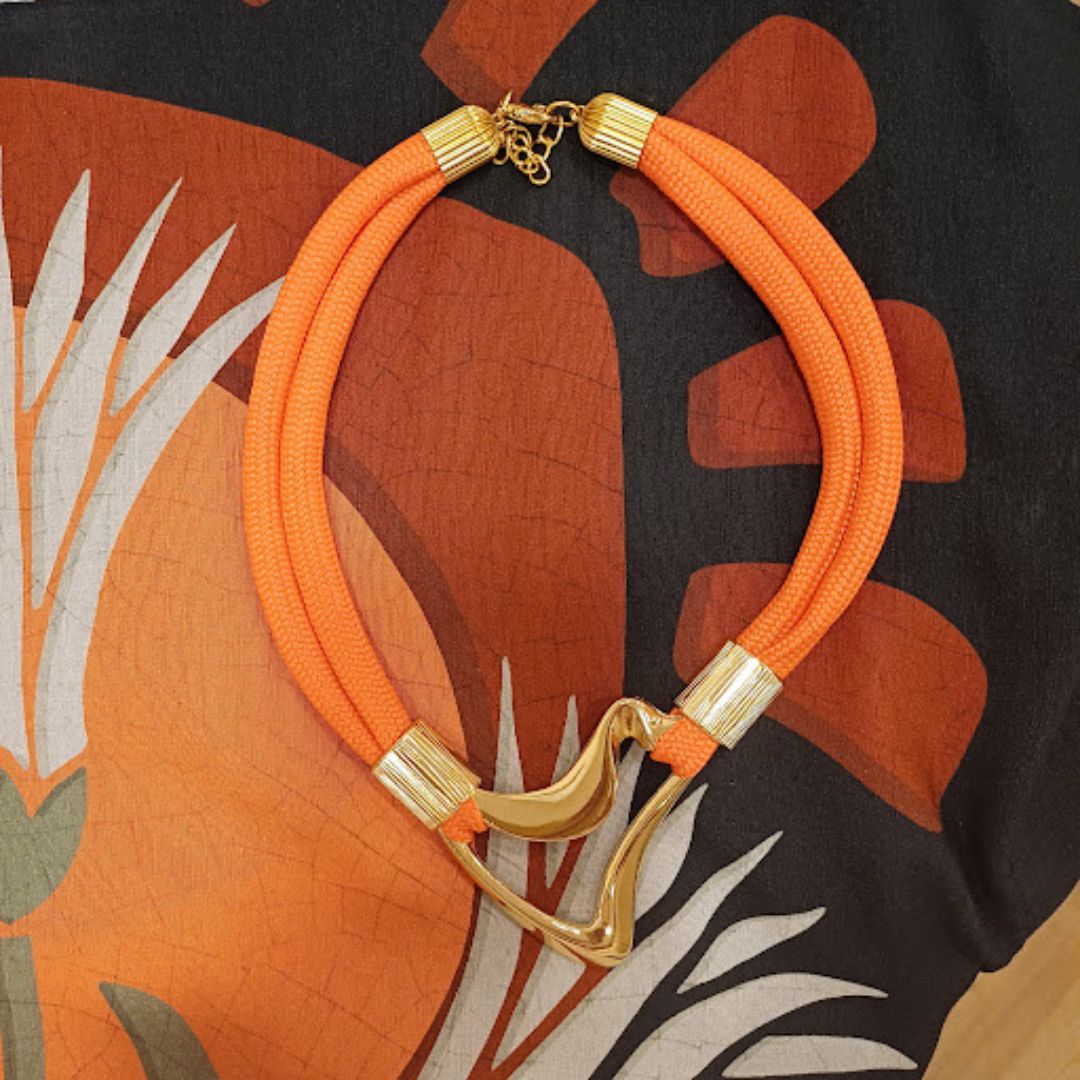 Colar elegante corda náutica-Laranja1
