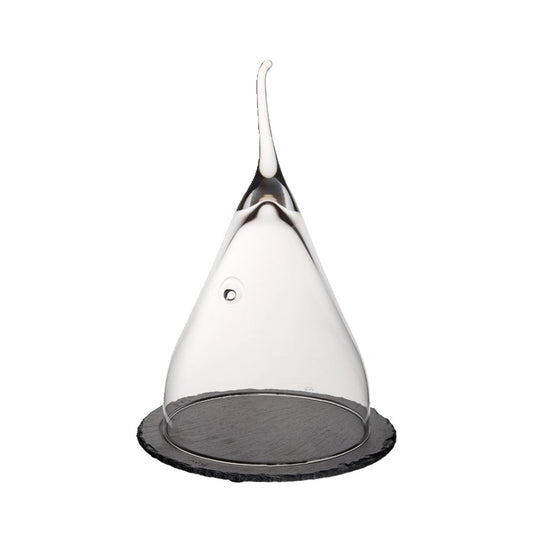 Queijeira de vidro com base de ardósia