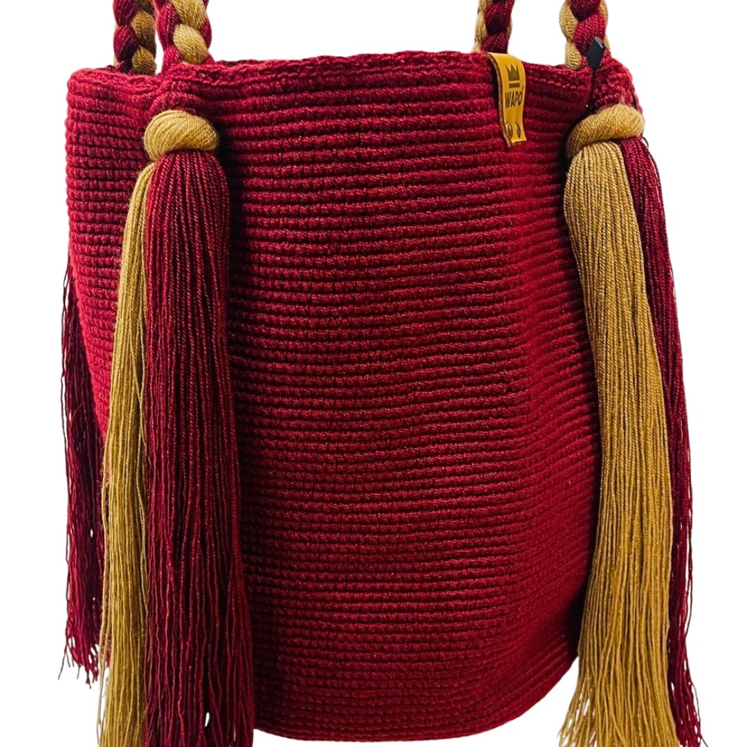 Saco wayuu Classica com Alças Trançadas e franjas longas