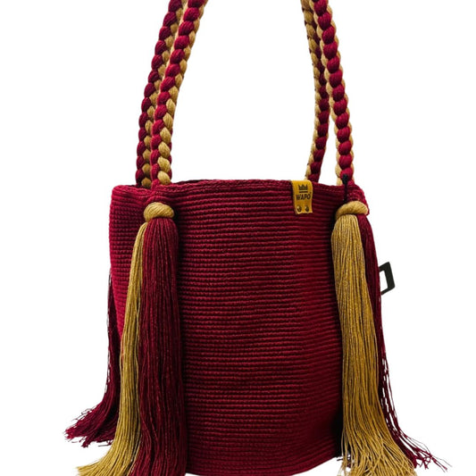 Saco wayuu Classica com Alças Trançadas e franjas longas1