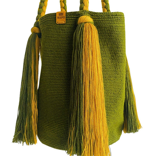 Saco wayuu Classica com Alças Trançadas e franjas longas2