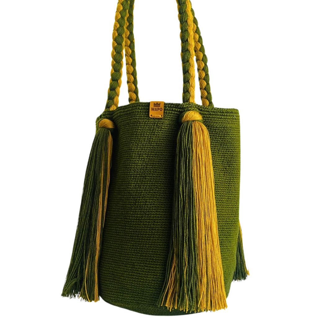 Saco wayuu Classica com Alças Trançadas e franjas longas3