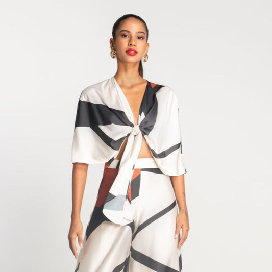 Écharpe Moutaki Estampada com aberturas internas e nó frontal