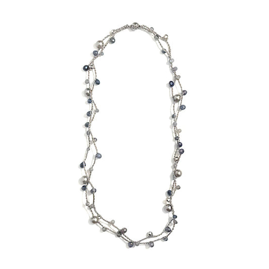 Pulseira/Colar Mil Voltas Prata & Azul