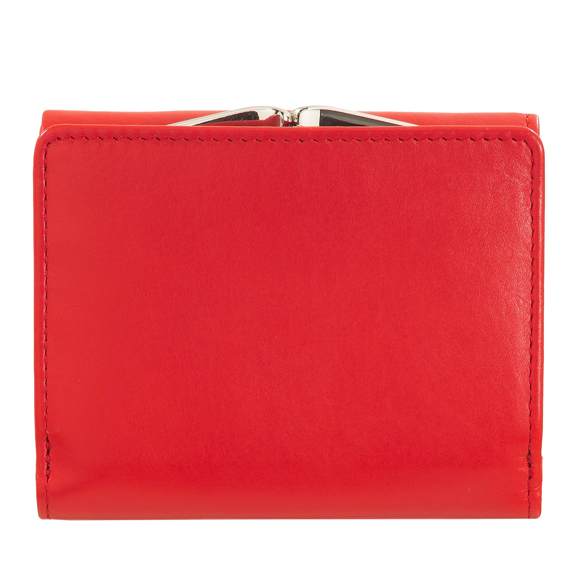 Carteira de Pele Vermelha com Fecho de Mola-DUDU