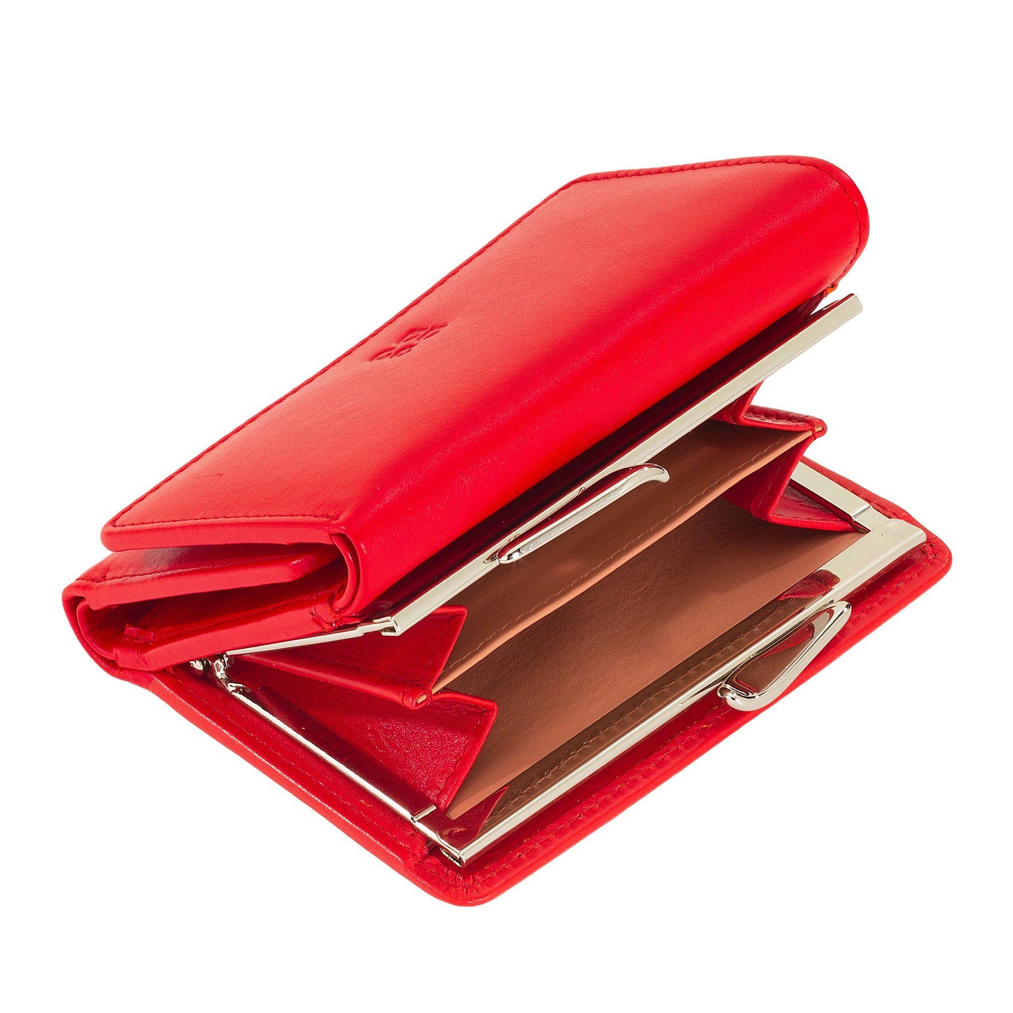Carteira de Pele Vermelha com Fecho de Mola-DUDU