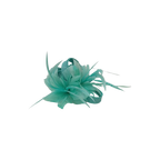 Alfinete Floral com Penas – Verde Água