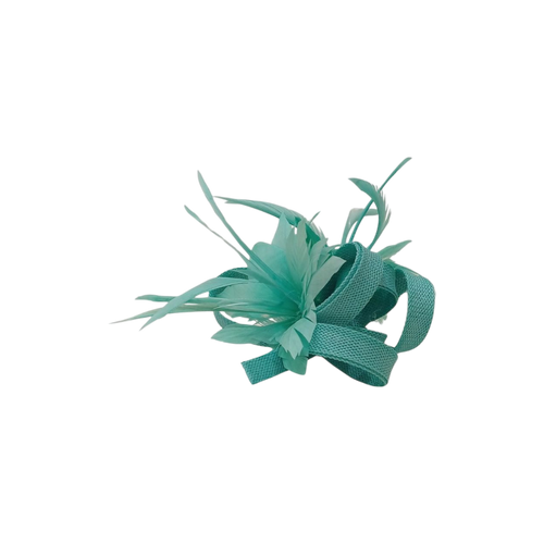 Alfinete Floral com Penas – Verde Água