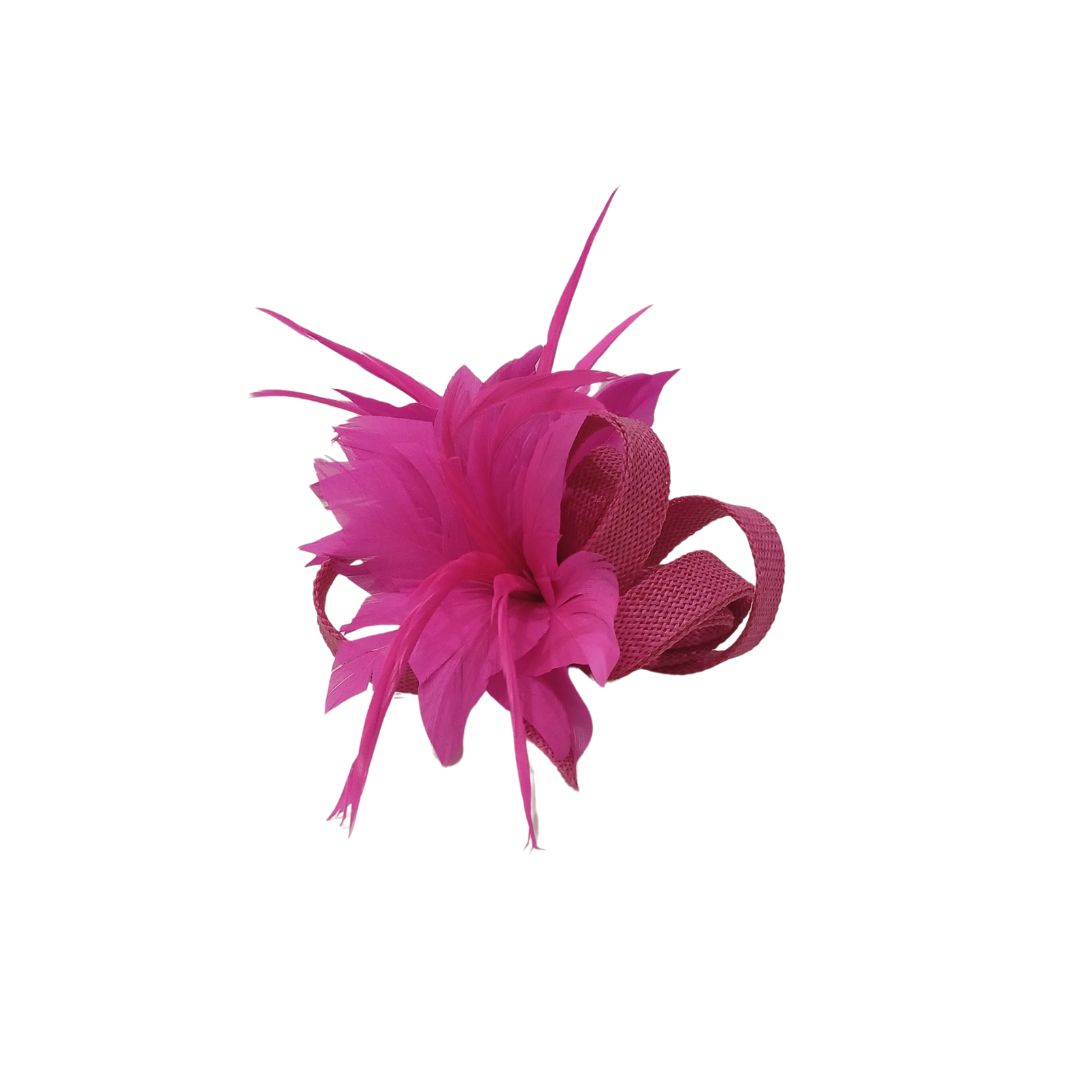 Alfinete floral com pena rosa vibrante1