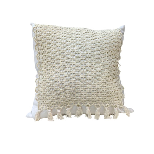 Almofada Decorativa com Renda Artesanal em Linho