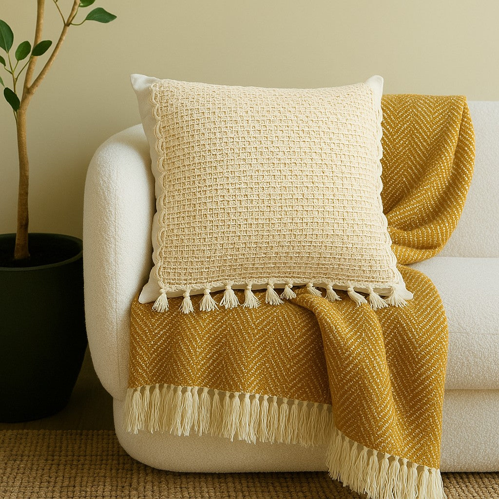 Almofada Decorativa com Renda Artesanal em Linho