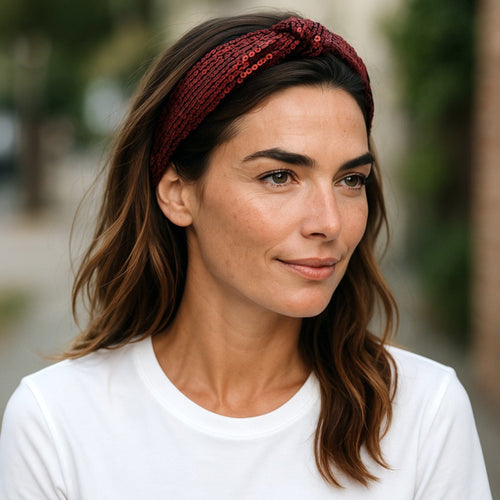 Bandelete bordeaux com lantejoulas-Brilho e Elegância1