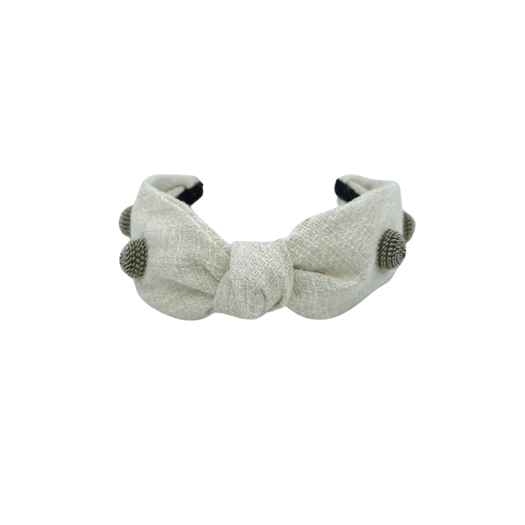 Linen headband with studs