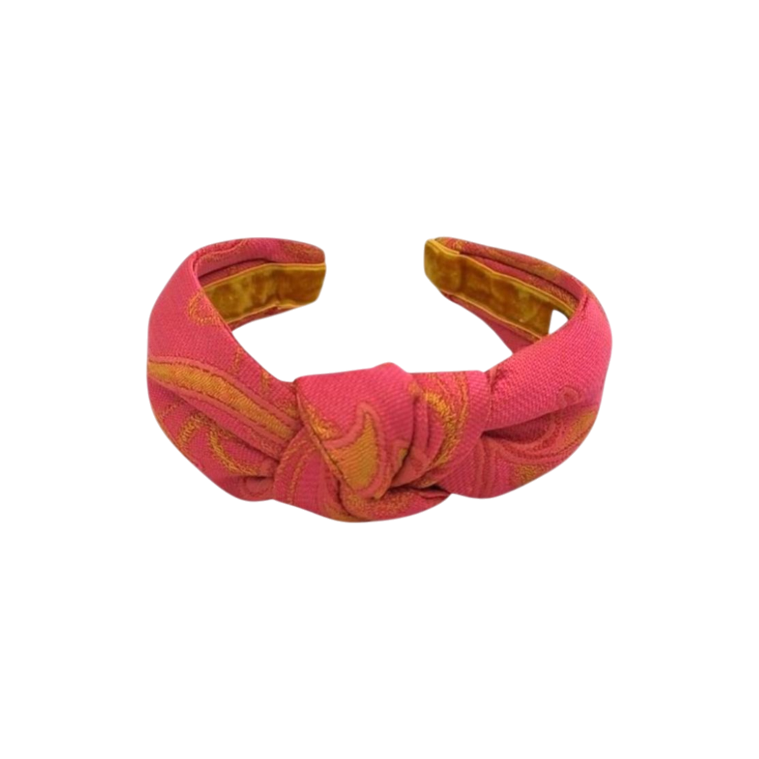 Pink and gold knot headband