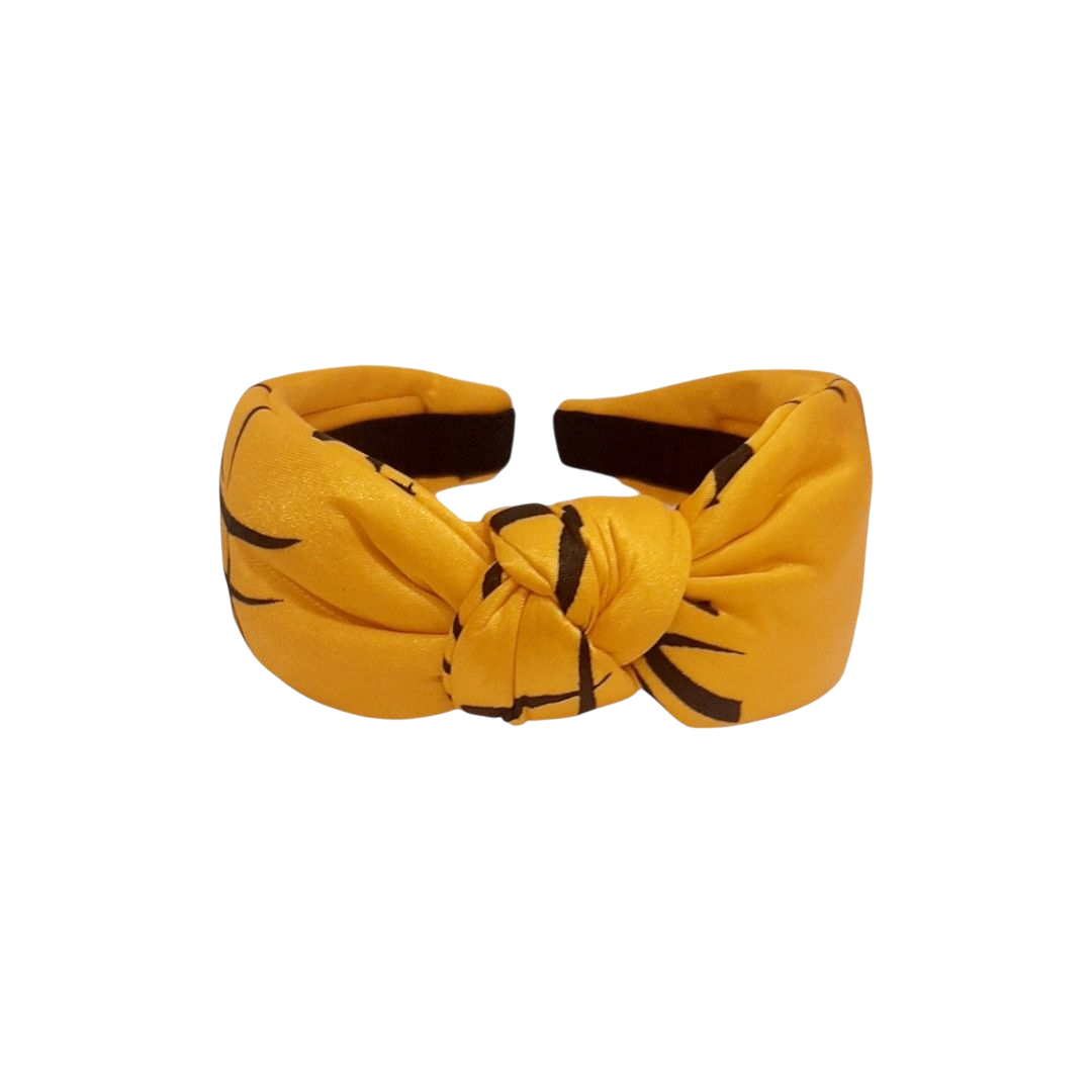 Printed Yellow Silk Headband