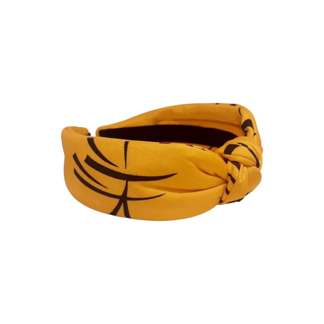 Printed Yellow Silk Headband