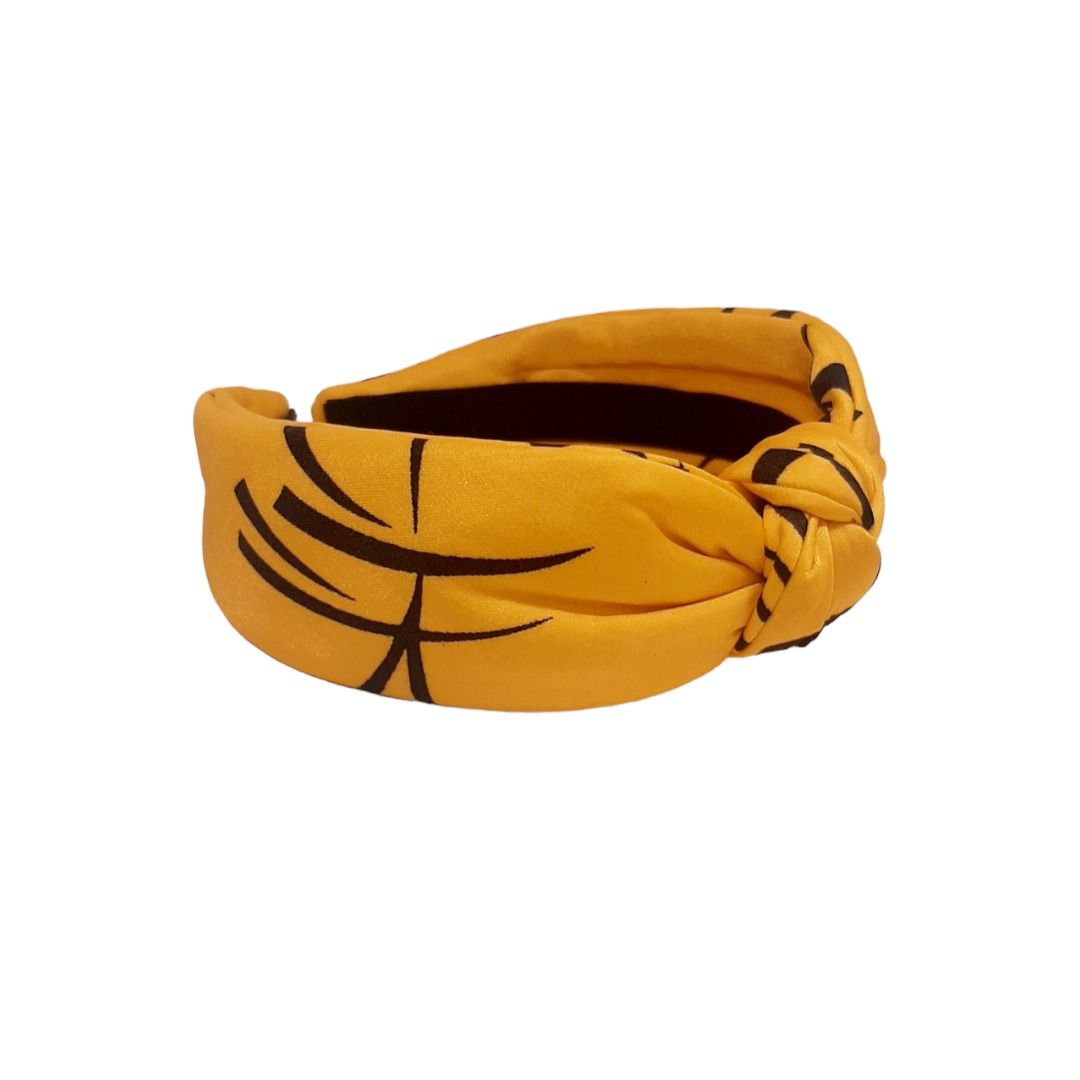 Bandelete de seda amarela estampada