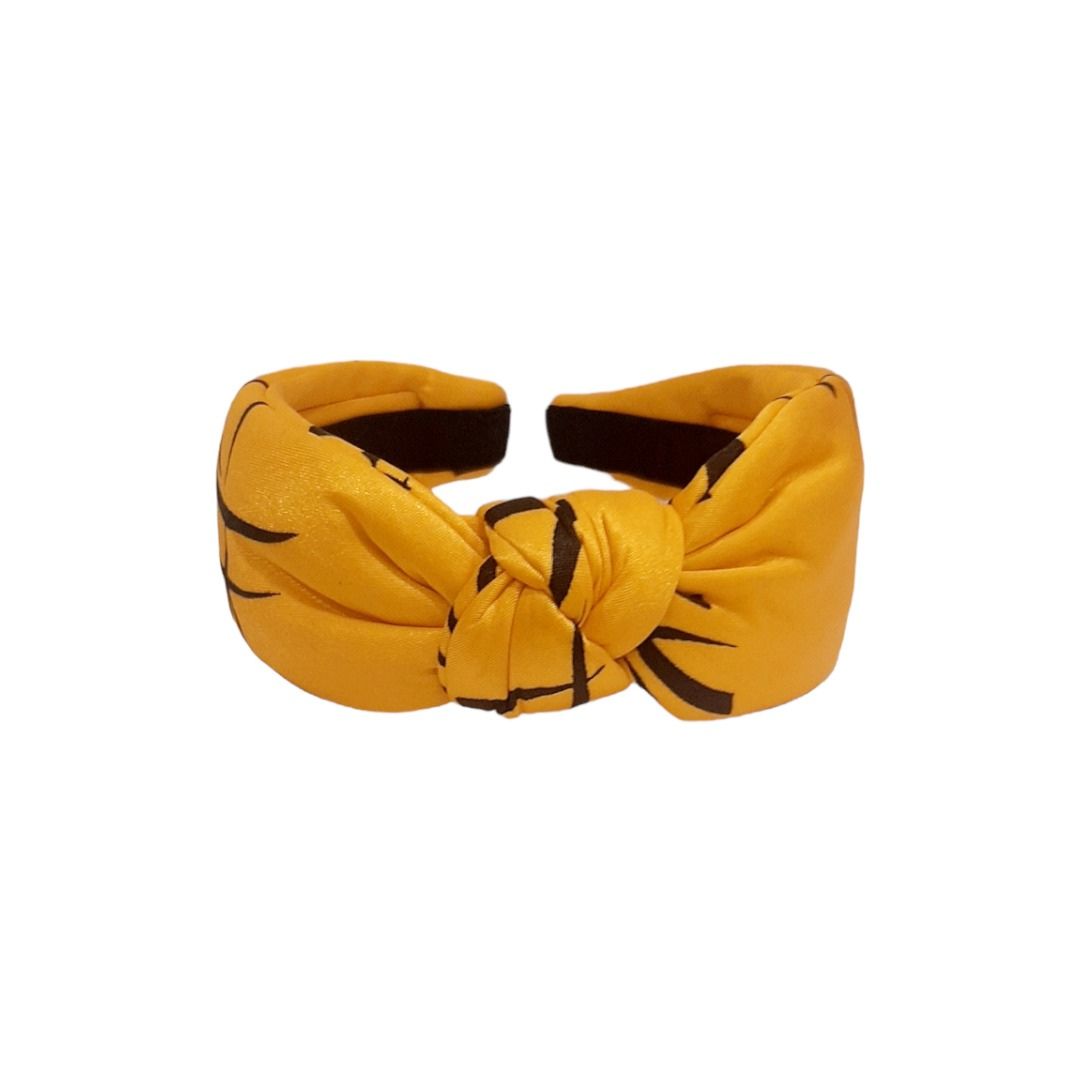 Bandelete de seda amarela estampada2