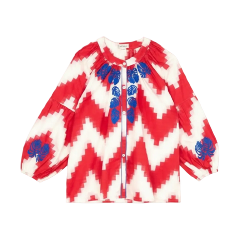 Packshot - Blusa Ikat Vermelho, Azul e Branco