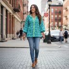 UGC - Blusa Ikat Turquesa Urbano