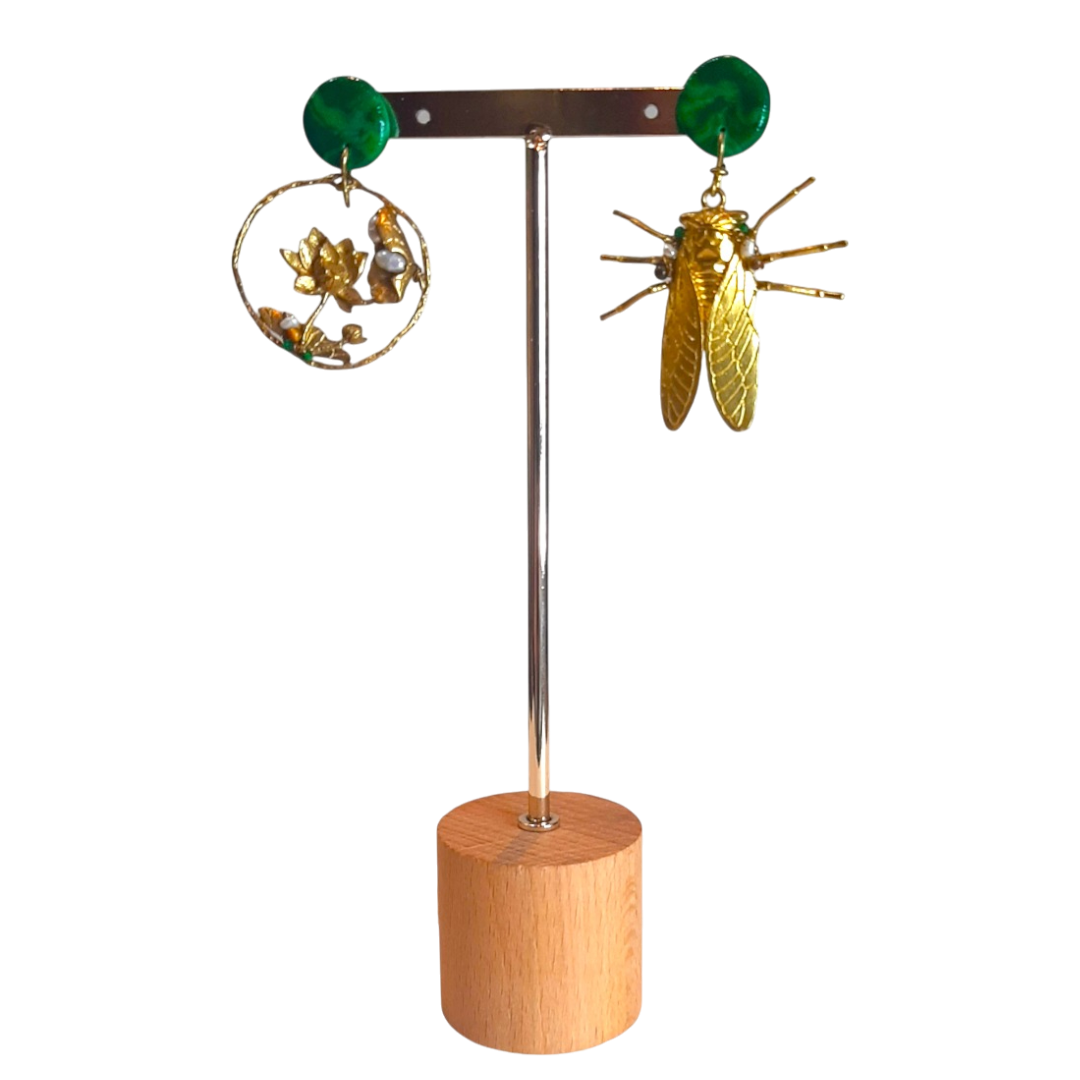 Brincos Assimétricos Natureza Dourada