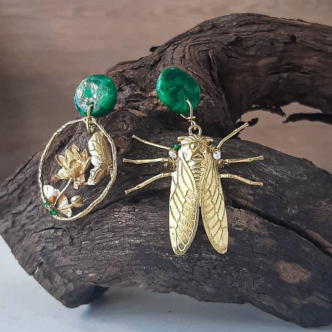 Brincos Assimétricos Natureza Dourada