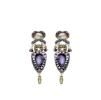 Brincos Ayala Bar com lágrima iridescente e verdes oliva