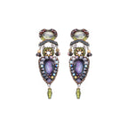 Brincos Ayala Bar com lágrima iridescente e verdes oliva