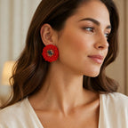 Pendientes de fiesta rojos con cristal