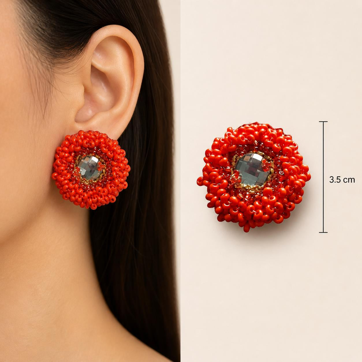 Pendientes de fiesta rojos con cristal