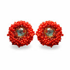Pendientes de fiesta rojos con cristal