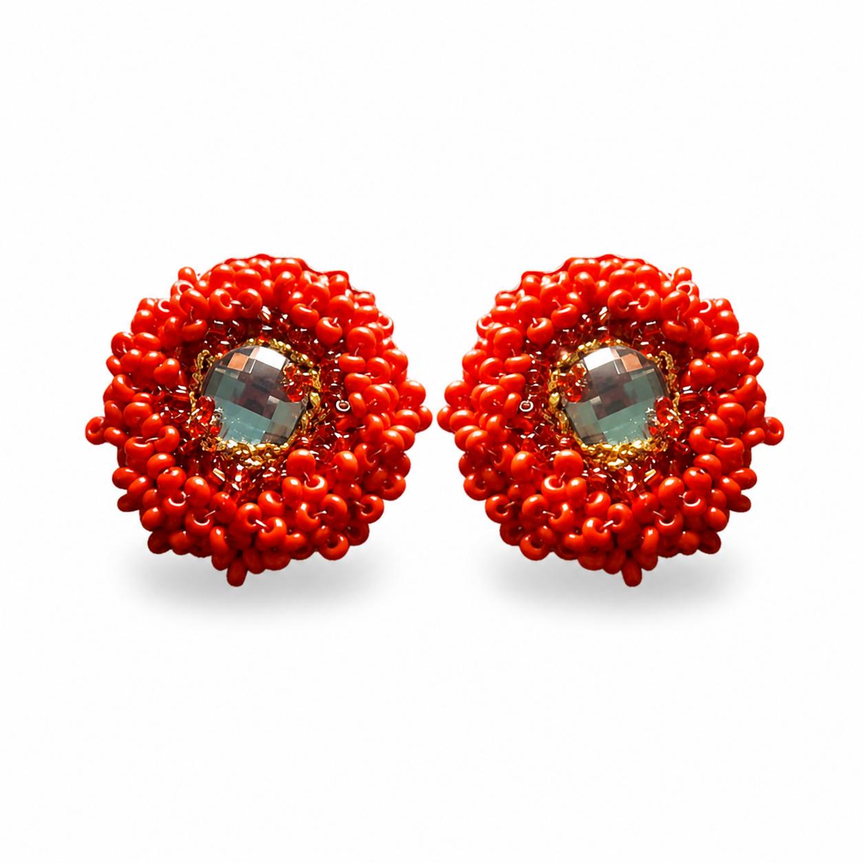 Pendientes de fiesta rojos con cristal