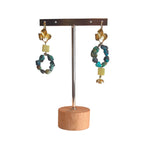 Brincos Pedras Turquesa com Folhas Douradas