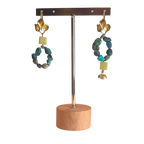 Brincos Pedras Turquesa com Folhas Douradas