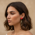 Pendientes de rama dorada con perla 