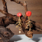 Brincos Ramos dourados com Perola