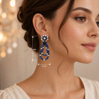 Brincos artesanais Iluztro- pérolas e azul royal – modelo aro duplo exclusivo