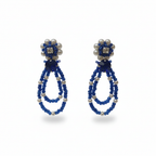 Brincos artesanais Iluztro- pérolas e azul royal – modelo aro duplo exclusivo