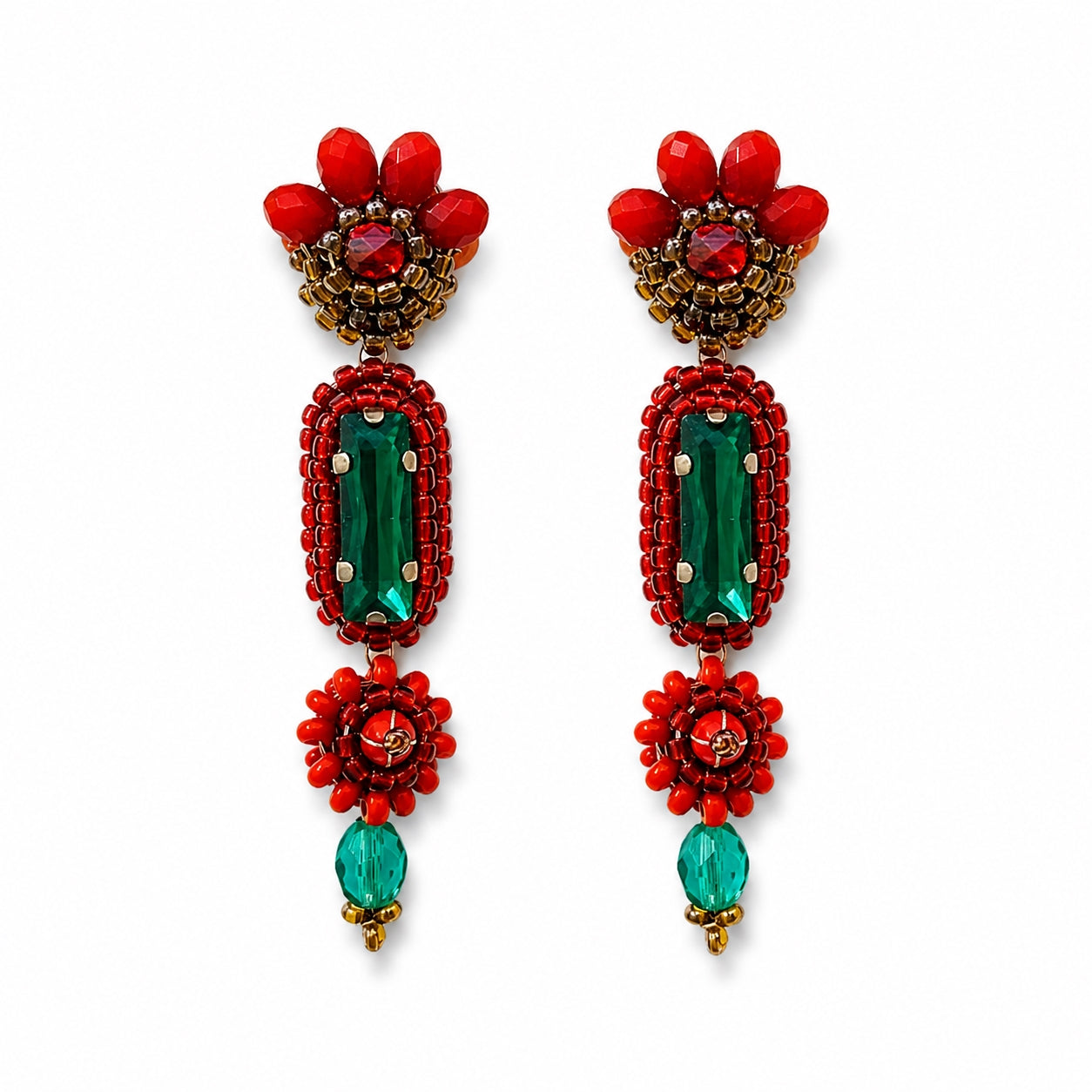 Pendientes artesanales Iluztro Opora-cristales bordados a mano