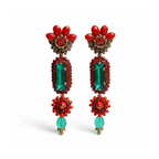 Brincos artesanais Iluztro Opora-cristais bordados à mão