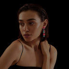 Brincos artesanais Iluztro Opora-cristais bordados à mão